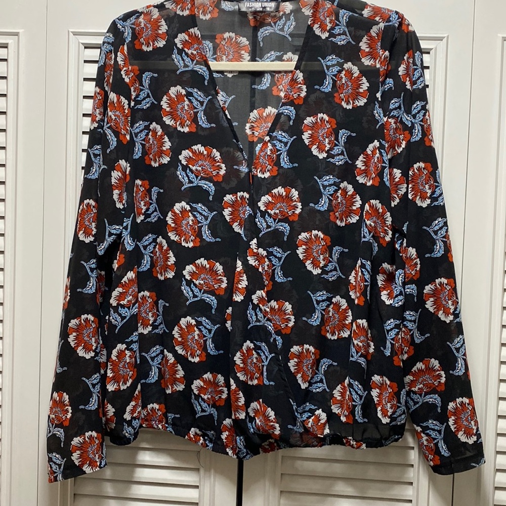 Faux wrap floral top